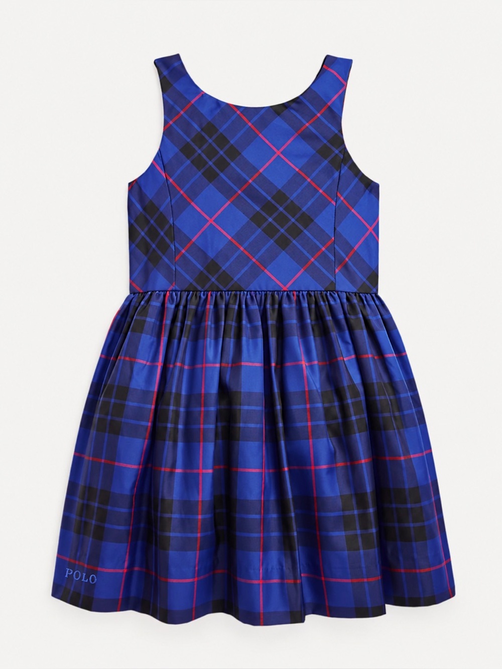 Polo Ralph Lauren Girls Blue Plaid Holiday Christmas Dress Fit and Flare Size 14